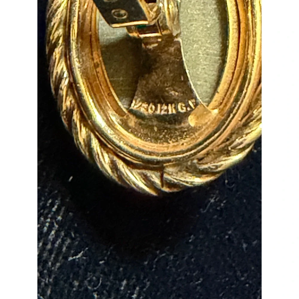 Vtg Destino 12k Gold Filled & Lava Cameo Cufflinks Ceasar